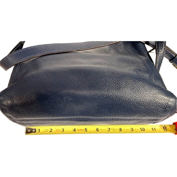 Michael Kors Medium Navy Blue Subtle Leather Shoulder Crossbody Bag Outside Pock - Picture 10 of 15